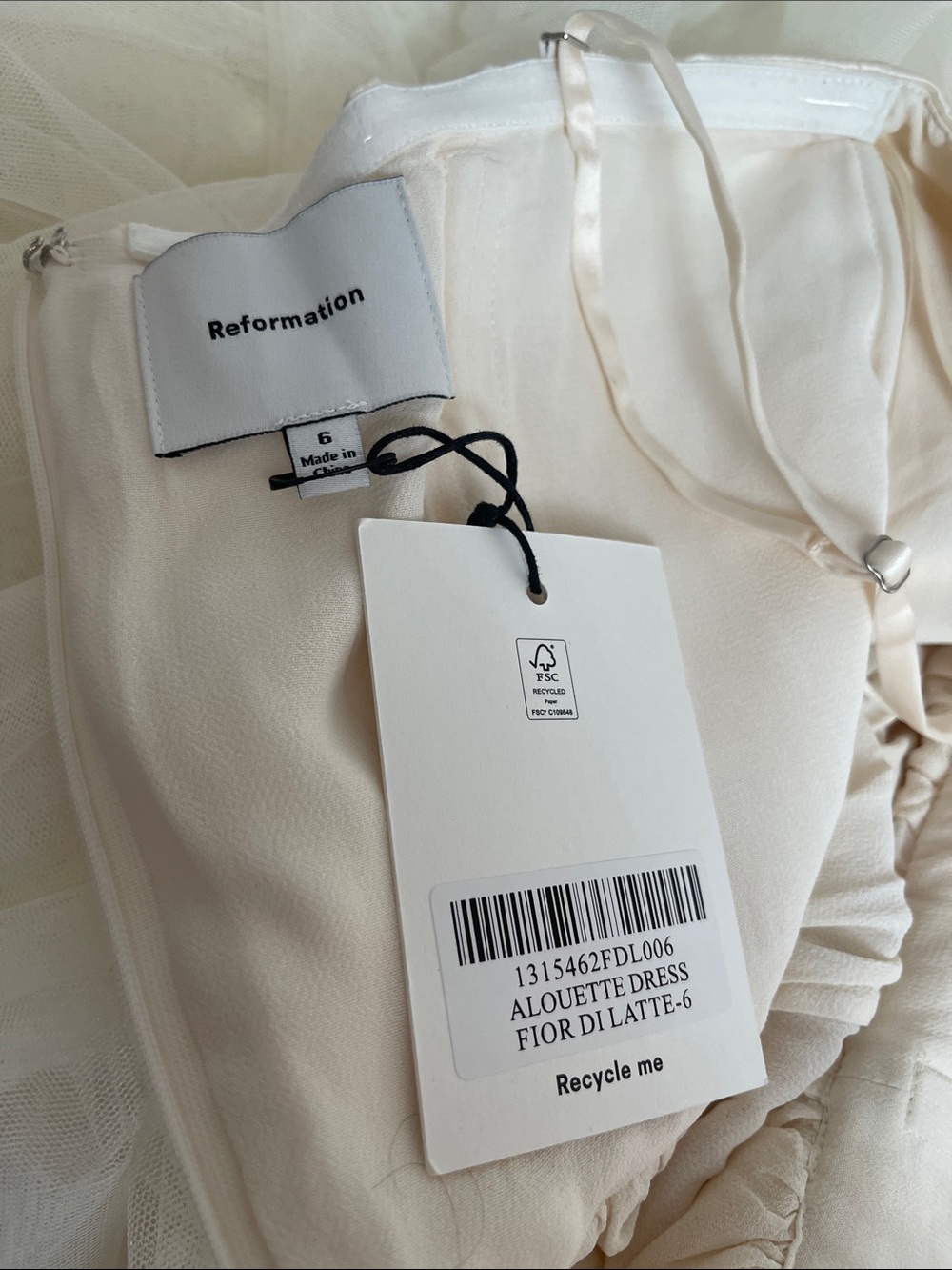 REFORMATION Alouette Sweetheart Neckline Tulle White Maxi Dress Size 6 - Picture 6 of 7
